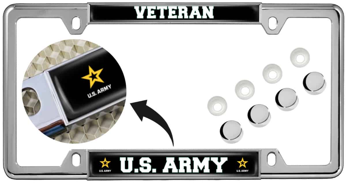 U.S. Army Veteran with Star Logo - Car Metal License Plate Frame